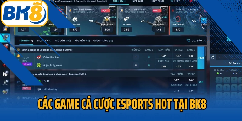 Các game cá cược esports hot tại Bk8